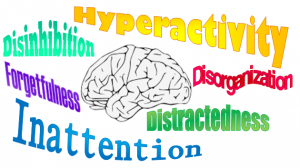Hyperactivity; disorganization; distracted; disinhibition; forgetfulness;inattention