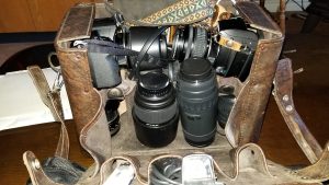 Pentax camera and bag with lenses