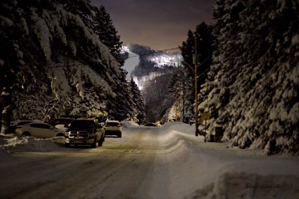 Snowy street in St. Sauveur Quebec